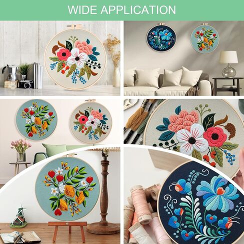 chfine 3 Sets Embroidery Stitches Practice Kit, Embroidery Kit for Beginners Adults, Embroidery Starter Kit Stamped Cross Stitch Sets Beginners Embroidery Kit with Instructions & Tools in Saudi Arabia
