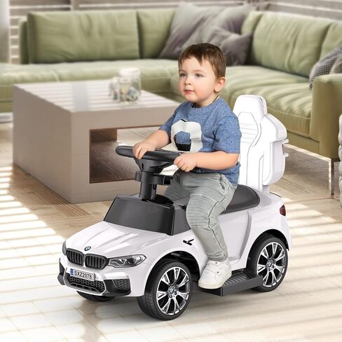 سيارات دفع 4 في 1 للأطفال الصغار من 1 إلى 3 أولاد وبنات، سيارات ركوب مرخصة من BMW مع قرن وموسيقى وأضواء LED ومقبض دفع يمكن التحكم فيه in Saudi Arabia
