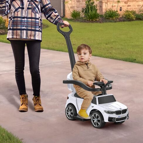 سيارات دفع 4 في 1 للأطفال الصغار من 1 إلى 3 أولاد وبنات، سيارات ركوب مرخصة من BMW مع قرن وموسيقى وأضواء LED ومقبض دفع يمكن التحكم فيه in Saudi Arabia