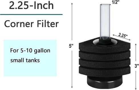 AQUANEAT Aquarium Bio Sponge Filter Breeding Beta Shrimp Nano Fish Tank Water Corner Filter 10 Gallon in Saudi Arabia