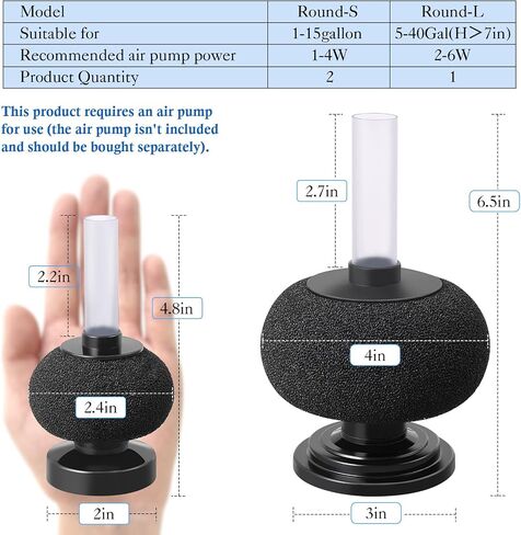 HITOP 2 Pack Aquarium Bio Sponge Filter: 4in Mini Air-Powered Fish Tank Filter, Quiet Small Sponge Filter for up to 15gallon Fish Tank, Betta Tank, Shrimp Tank, Fry Tank, Breeding in Kuwait