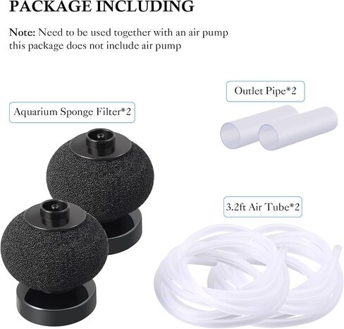 HITOP 2 Pack Aquarium Bio Sponge Filter: 4in Mini Air-Powered Fish Tank Filter, Quiet Small Sponge Filter for up to 15gallon Fish Tank, Betta Tank, Shrimp Tank, Fry Tank, Breeding in Kuwait