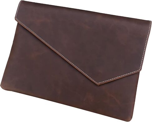 Vintage Leather 13.5" Business Clutch Envelope Bag Documents Certificate Laptop Sleeve Case Office File Folder (LHG96-Coffee) in Saudi Arabia