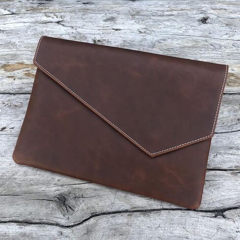 Vintage Leather 13.5" Business Clutch Envelope Bag Documents Certificate Laptop Sleeve Case Office File Folder (LHG96-Coffee) in Saudi Arabia