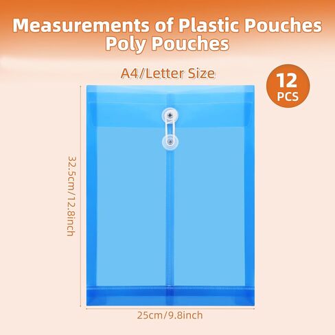 12 Pack Plastic File Folders for Documents - Blue, Reusable Clear Plastic Folders Plastic Envelopes for Documents, 1-1/4 Inch Expansion, Durable File Folders for A4 Letter Size Documents in Saudi Arabia