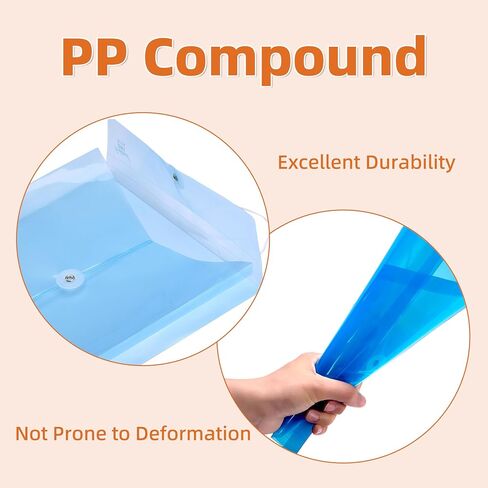 12 Pack Plastic File Folders for Documents - Blue, Reusable Clear Plastic Folders Plastic Envelopes for Documents, 1-1/4 Inch Expansion, Durable File Folders for A4 Letter Size Documents in Saudi Arabia