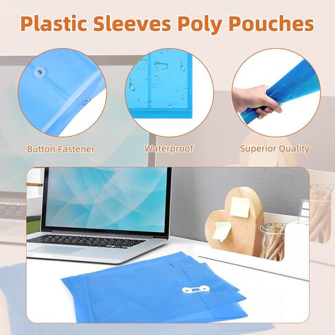 12 Pack Plastic File Folders for Documents - Blue, Reusable Clear Plastic Folders Plastic Envelopes for Documents, 1-1/4 Inch Expansion, Durable File Folders for A4 Letter Size Documents in Saudi Arabia