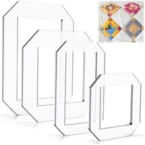 4pcs Quilting Templates Acrylic Sewing Templates Quilting Rulers Free Motion Quilting Rulers for DIY Sewing Supplies Crafts(1.5 x 1.5 Inch, 2.5 x 2.5 Inch, 3.5 x 1.5 Inch, 4.5 x 2.5 Inch)