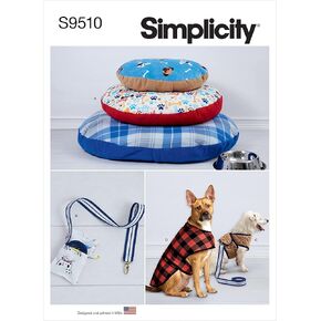 Simplicity Leash, Harness Vest, Coat, and Dog Bed Sewing Pattern Kit, Code S9510, Multicolor