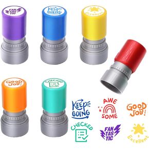 6-Piece Set of Teacher Stamps - Teacher Stamps for Classroom, Teacher Stamps for Grading, Teacher Stamp Self Inking Stamp, Behavior Stamps for Teachers，Grading Stamps,Behavior Stamps.