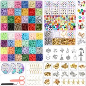 Christmas Bracelet Making Kit - 10800+Pcs Clay&Glass Seed Beads, Letter Beads for Jewelry Making, Friendship Bracelet kit for Teen Girl Gifts Trendy Stuff,DIY Crafts Kids Toys for Ages 8-13