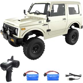 RC الزاحف 1/10 مقياس RC Rock Crawler، WPL C74 Jimny RC Truck All Terrain RC Car RTR 4x4 على الطرق الوعرة شاحنات التحكم عن بعد مع أضواء LED وبطاريتين للأطفال والكبار