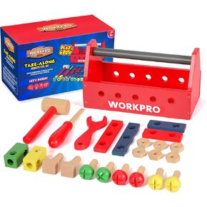 WORKPRO Wooden Workbench Kit Kids Tool Bench, Building Toy Set Creative&Educational Construction Toy, Great Gift for Toddlers 3+