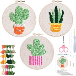 Louise Maelys 3 Sets Punch Needle Kit Punch Needle for Beginner Adults,Embroidery Kits,Starter Cross Stitch Kit,Rug Tool Including Handle Embroidery Pen-Highland Cow Pattern
