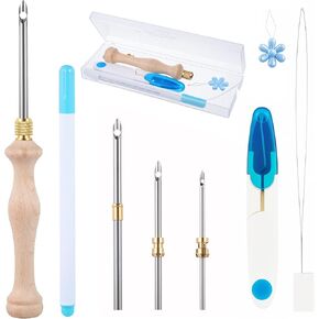 9pcs Punch Neddle Kit with Storage Box,Adjustable Punch Needle Tool Punch Needle Kits Punch Needle Kits for Beginner Embroidery Floss Cross Stitching