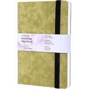tumuarta Square Watercolor Sketchbook, 6x6, 140 LB, 300GSM, 100% Cotton Paper, Cold Press, 24 Sheets,48 Pages, Watercolor Journal for Use As Plein Air Sketch Book and Mixed Media Pad On The Go.