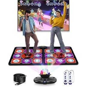 Double Dance Mat - Wireless Electronic Dance Mat for TV with Camera, Anti-Slip Fitness Dance Pad for Kids & Adults, Dance Game Mat Toy Gift for 3-12 Year Old Girls & Boys (Purple)