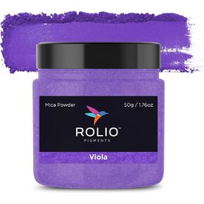 Rolio Premium Mica Powder - Purple Heart (50G / 1.76oz) - 1 Jar of Purple Pigment Powder for Epoxy Resin, Dye, Soap Making, Nail Polish, Paint, Candle Making, Bath Bombs, Slime