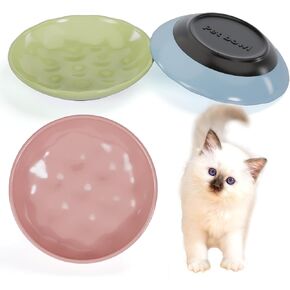 Cat Food Bowl,Non-Slip Ceramic Cat Bowls for Indoor Cats,Ceramic Cat Food Bowls Whisker Fatigue,Shallow Cat Dishes for Food and Water,with Silicone Base Kitten Bowls for Feeding Cat,Small Dog,3 Color