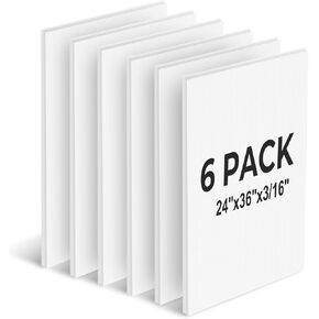 24×36’’ White Poster Board, 3/16 Inches Thick Corrugated Plastic Board, Large Blank Board for Sign, School Projects,Craft,Art, 6 Pack