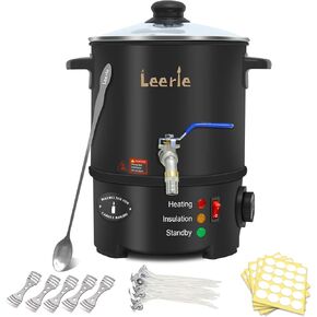 Leerie 5Qts/10Lbs Wax Melter for Candle Making - L5 Candle Wax Melting Pot with Heating Core Brass Spout & Temp Control for DIY Home Business Candle Maker for Candle Making Supplies (L5-US-110V)