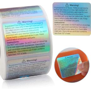 MILIVIXAY 600 Pieces Wax Melt Warning Labels Candle Warning Labels Candle Warning Stickers for Clamshell, 1.8 x 1.5 inches