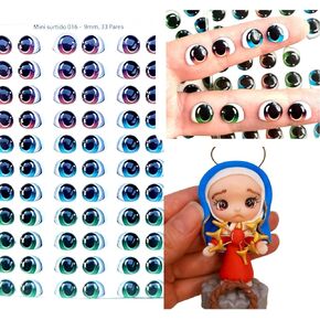 Ojitos Adhesivos 3D 3D Resin Adhesive Eyes for Crafts, Googly Eyes for Craft Decoration - 33 Pairs inblue, Green, Brown, 9mm Wide Doll Eyes, Googly Eyes Stickers