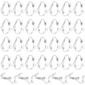UNICRAFTALE 50Pcs Clip-on Earrings Findings Stainless Steel Clip-on Earring Non-Piercing Earrings Ear Clip Earring DIY Clip-on Earrings for Jewelry Making 16mm