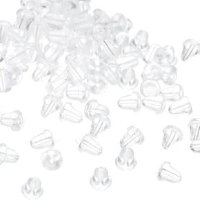 PATIKIL 100 Pcs Earring Backs, Silicone Locking Earring Backs Replacements Hypoallergenic Earring Stopper Secure Locking Charm for Studs, Clear 0.15"
