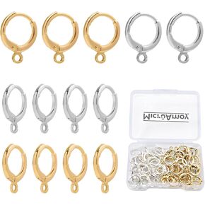 60pcs 14K Gold Filled Hoop Huggie Earring Hooks,Hypoallergenic Dangle Tarnish Resistant Gold Lever Back Earring Hooks Earwire for Jewelry Making Supplies (Gold)