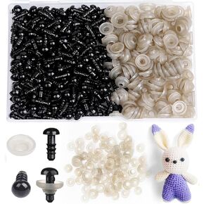 320pcs 10mm Safety Eyes for Amigurumi Black Plastic Crochet Eyes for Animals with Washers Craft Doll Eyes for Crocheting Stuffed Animal Eyes for DIY Crafts Plush Doll Making Supplies
