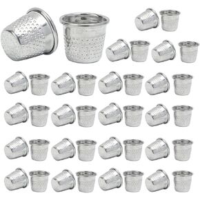 40Pcs Sewing Thimbles, Metal Sewing Quilting Thimbles, Silver Finger Protector for DIY Craft