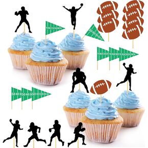 America Football Cupcake Toppers Sports Party Decorations 24pcs Superbo Rugby Cupcake Toppers for boys birthday