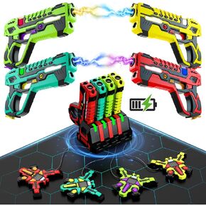 VATOS Rechargeable Real time Data SYNC Laser Tag Gun Set - 2.4GHz Infrared Laser Tag of 4 Gun 4 Vest with Glowing Light, Lazer Tag Game for Kids Adults, Family Group Activity for Boys Girls Age 6-12