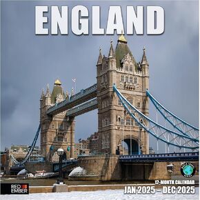 تقويم حائط RED EMBER Ireland 2025 لمدة 12 شهرًا | 12 بوصة × 24 بوصة مفتوح | ورق سميك وقوي | هدية | التقويم 2025