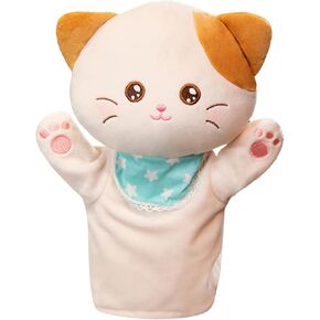 Hand Puppets Plush Animals Toys Dolls for Kids Imaginative Pretend Play Storytelling Early Education (Cat)
