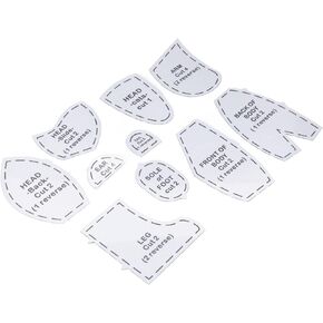 10PCS Memory Teddy Bear Sewing Templates, Memory Bear Template Ruler Set DIY Acrylic Memory Teddy Bear Pattern Set Memory Bear Sewing Kit Reusable Quilting Tools (L 15inch)