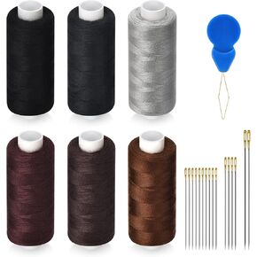 6 Pcs Sewing Thread Kit, 400 Yards Each Spool 402 Polyester Thread with Sewing Needle & Threader, Sewing Threads for Sewing Machine, Hand Stitching, Embroidery