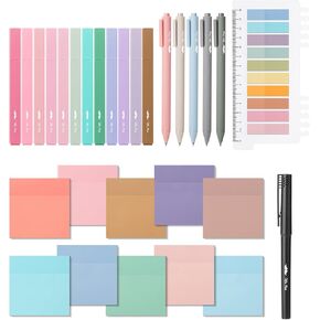Mr. Pen- Aesthetic Book Annotation Kit, 38 pcs, Aesthetic Highlighters and Gel Pens, Transparent Sticky Notes, Transparent Sticky Tabs for Books, No Bleed Highlighters for Bible Pages No Bleed