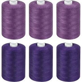 All Purpose Sewing Thread, White Thread for Sewing Machine, 6 Spools Each 1000 Yards of Polyester Quilting Thread, Sewing Machine Supplies, Hand Stitching Embroidery Thread