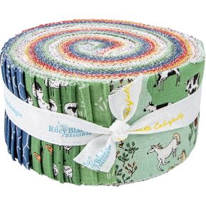 Diane Labombarbe Farm Livin' Rolie Polie 40 2.5-inch Strips Jelly Roll Riley Blake RP-15180-40