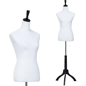 Mannequin Torso Female Manikin Body Dress Form 53-67 Inch Mannequin Lightweight Height Adjustable Wooden Tripod Stand High Density Foam Portable Display Mannequin (Beige, 53-67 Inches)