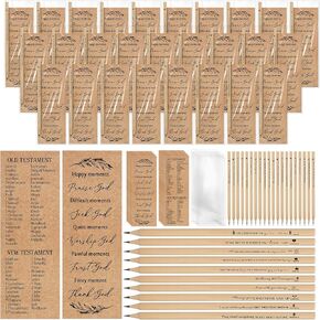 Yeaqee 50 Pcs Bible Verse Pencils Bulk Wood Christian Pencils with Cards Religious Scripture Church Supplies Sunday School Prizes Gifts for Students Teachers, 10 Styles