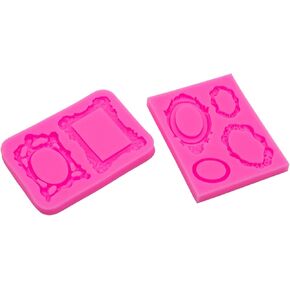 AUEAR, Vintage Mirror Frame Silicone Mold Fondant Cake Decorating Tools for Sugarcraft Chocolate Polymer Clay (2 Pack)