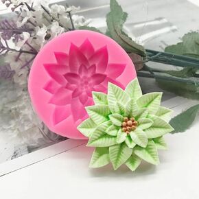 2 Pcs Christmas Holly Leaf Silicone Mold Cake Baking Christmas Decoration Tool Chocolate Soap Red Fruit Flower Candle Mold Kitchenware DIY