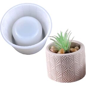 Round Vintage Pattern Concrete Flower Pot Silicone Mold Plaster Succulent Planter Vase Mold Candle Pen Holder Epoxy Resin Cement Clay Mould