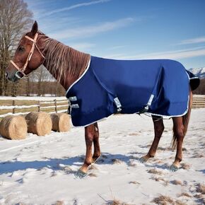 1200D Horse Blanket | Horse Turnout Blanket | Winter Horse Blanket for Real Horses (Navy Blue, 72'')