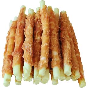 Puppy Training Snacks Dog Chews Treats Chicken Wrapped White Rawhide Sticks 1lb