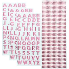 3 Sheets Glitter Alphabet Stickers and 1 Sheet Rhinestones Stickers Adhesive Rhinestone Letter Stickers for Decoration,Scrapbooking and DIY Crafts (Silver)