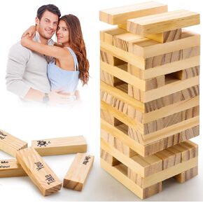 Super Naughty Block Tower Game, Couple Game Blocks, 48 Pcs Naughty Blocks, Fun Valentine's Day Gift, Adult Games for Couples Date Night, Stacking Blocks for Date Night Anniversary